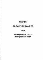 56 vues  - Paroisse Saint-Germain, bans de mariages (01/09/1577 - 20/09/1587). (ouvre la visionneuse)