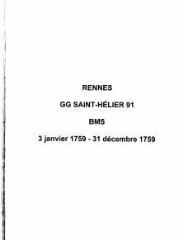31 vues  - Paroisse Saint-Hélier, baptêmes, mariages et sépultures (03/01/1759 - 31/12/1759). (ouvre la visionneuse)