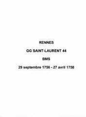 16 vues  - Paroisse Saint-Laurent, baptêmes, mariages et sépultures (29/09/1756 - 27/04/1758). (ouvre la visionneuse)