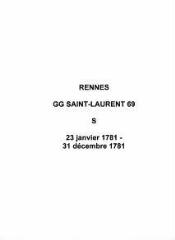9 vues  - Paroisse Saint-Laurent, sépultures (23/01/1781 - 31/12/1781). (ouvre la visionneuse)