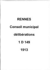 745 vues - Délibérations du conseil municipal (1913). (ouvre la visionneuse)