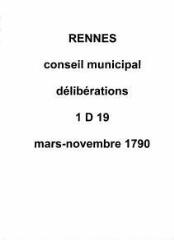 93 vues - Délibérations du corps municipal (mars / novembre 1790). (ouvre la visionneuse)