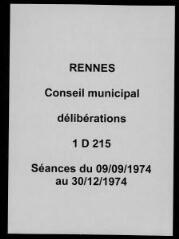 741 vues - Délibérations du conseil municipal (septembre - décembre 1974). (ouvre la visionneuse)