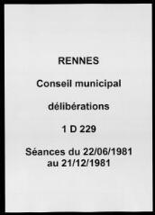 1130 vues - Délibérations du conseil municipal (juin - décembre 1981). (ouvre la visionneuse)