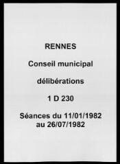 1312 vues - Délibérations du conseil municipal (janvier - juillet 1982). (ouvre la visionneuse)