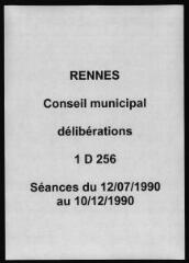1073 vues - Délibérations du conseil municipal (juillet - décembre 1990). (ouvre la visionneuse)