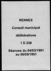 528 vues - Délibérations du conseil municipal (mars - mai 1991). (ouvre la visionneuse)