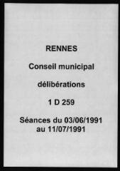 756 vues - Délibérations du conseil municipal (juin - juillet 1991). (ouvre la visionneuse)