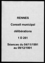 643 vues - Délibérations du conseil municipal (novembre - décembre 1991). (ouvre la visionneuse)