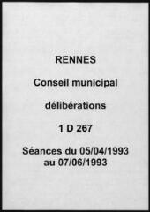 1075 vues - Délibérations du conseil municipal (avril - juin 1993). (ouvre la visionneuse)