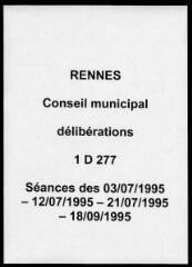 941 vues - Délibérations du conseil municipal (juillet - septembre 1995). (ouvre la visionneuse)