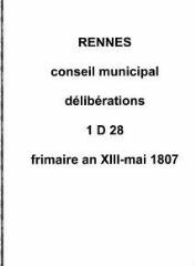 103 vues - Délibérations du conseil municipal (frimaire an XIII / mai 1807). (ouvre la visionneuse)