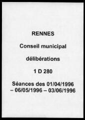 889 vues - Délibérations du conseil municipal (avril - juin 1996). (ouvre la visionneuse)
