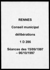 403 vues - Délibérations du conseil municipal (septembre - octobre 1997). (ouvre la visionneuse)