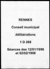 311 vues - Délibérations du conseil municipal (janvier - février 1998). (ouvre la visionneuse)