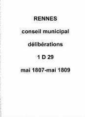 103 vues - Délibérations du conseil municipal (mai 1807 / mai 1809). (ouvre la visionneuse)