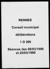 523 vues - Délibérations du conseil municipal (mars 1999) (ouvre la visionneuse)