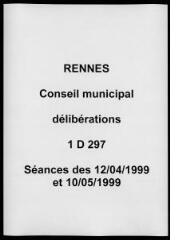 498 vues - Délibérations du conseil municipal (avril - mai 1999) (ouvre la visionneuse)