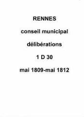 103 vues - Délibérations du conseil municipal (mai 1809 / mai 1812) (ouvre la visionneuse)