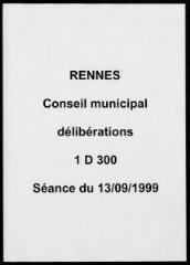 336 vues - Délibérations du conseil municipal (septembre 1999) (ouvre la visionneuse)