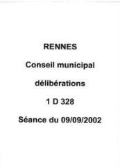 471 vues - Délibérations du conseil municipal, séance des 09/09/2002 et 07/10/2002. (ouvre la visionneuse)