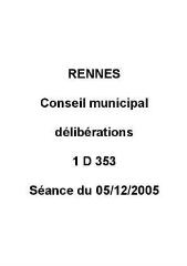 1 vue - Délibérations du conseil municipal, séance du 05/12/2005 + table annuelle (ouvre la visionneuse)
