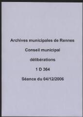 561 vues - Délibérations du conseil municipal, séance du 04/12/2006 + table annuelle (ouvre la visionneuse)