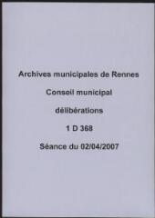 346 vues - Délibérations du conseil municipal, séance du 02/04/2007. (ouvre la visionneuse)