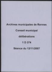 355 vues - Délibérations du conseil municipal, séance du 12/11/2007. (ouvre la visionneuse)