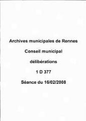 539 vues - Délibérations du conseil municipal, séance du 16/02/2008. (ouvre la visionneuse)