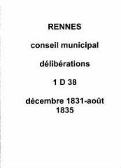 200 vues - Délibérations du conseil municipal (décembre 1831 / août 1835). (ouvre la visionneuse)