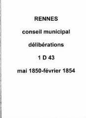 278 vues - Délibérations du conseil municipal (mai 1850 / février 1854). (ouvre la visionneuse)
