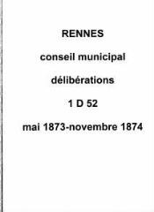 262 vues - Délibérations du conseil municipal (mai 1873 / novembre 1874). (ouvre la visionneuse)