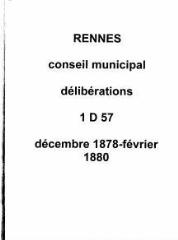 265 vues - Délibérations du conseil municipal (décembre 1878 / février 1880). (ouvre la visionneuse)