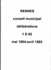 243 vues - Délibérations du conseil municipal (mai 1884 / avril 1885). (ouvre la visionneuse)