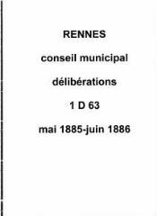 246 vues - Délibérations du conseil municipal (mai 1885 / juin 1886). (ouvre la visionneuse)