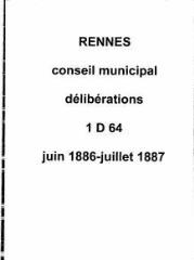 243 vues - Délibérations du conseil municipal (juin 1886 / juillet 1887). (ouvre la visionneuse)
