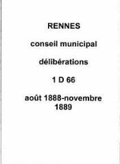 249 vues - Délibérations du conseil municipal (août 1888 / novembre 1889). (ouvre la visionneuse)