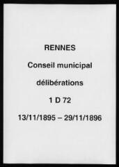 143 vues - Délibérations du conseil municipal (novembre 1895 / novembre 1896). (ouvre la visionneuse)