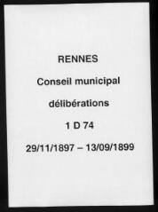 197 vues - Délibérations du conseil municipal (novembre 1897 / septembre 1899). (ouvre la visionneuse)