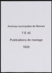 60 vues  - Registre des publications de mariage (1826) (ouvre la visionneuse)