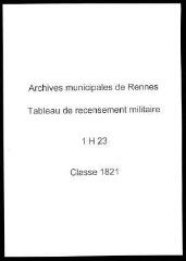 60 vues - Classe 1821 : tableau de recensement militaire (registre avec table alphabétique et table des naissances de garçons à Rennes en 1801). (ouvre la visionneuse)