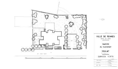 1 vue - Lié à 1724 W 22 - Plan en noir et blanc n° EV_0283 de la maison de Cleunay, projet d\'extension. (ouvre la visionneuse)