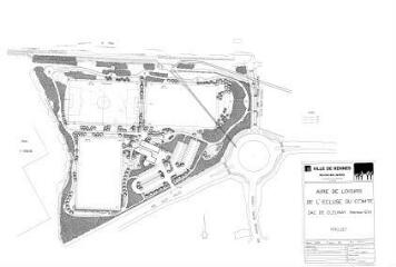 1 vue - Lié à 1724 W 26 - Plan en noir et blanc n° EV_0287 de la ZAC de Cleunay, secteur ES1, projet de l\'aire de loisirs de l\'Écluse-du-Comte. (ouvre la visionneuse)