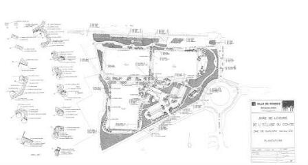 1 vue - Lié à 1724 W 26 - Plan en noir et blanc n° EV_0287 de la ZAC de Cleunay, secteur ES1, l\'Écluse-du-Comte, plantations. (ouvre la visionneuse)