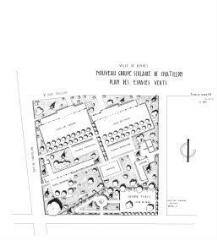 1 vue - Lié à 1724 W 59 - Plan en noir et blanc n° EV_0499 du nouveau groupe scolaire de Châtillon, plan des espaces verts. (ouvre la visionneuse)
