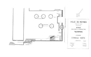 1 vue - Lié à 1724 W 69 - Plan en noir et blanc n° EV_0588 de l\'école boulevard de la Duchesse-Anne, plantations. (ouvre la visionneuse)