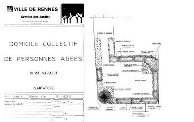1 vue - Lié à 1724 W 118 - Plan en noir et blanc n° EV_1096 du domicile collectif de personnes âgées, 28 rue Vasselot, plantations. (ouvre la visionneuse)