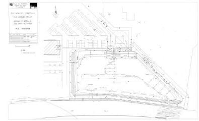 1 vue - Lié à 1724 W 137 - Plan en noir et blanc n° EV_1269 de la ZAC Atalante-Champeaux, rue Jacques-Frimot, bassin de retenue des eaux pluviales, exécution. (ouvre la visionneuse)