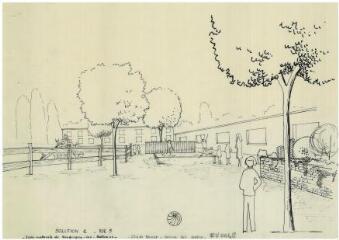 1 vue - Lié à 1875 W 3 - Esquisse en noir et blanc n° EV_0048 de l\'école maternelle des Cloteaux (Bréquigny), solution 1, vue n° 3. (ouvre la visionneuse)